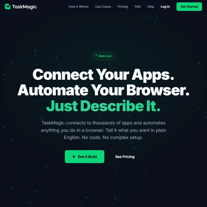 TaskMagic homepage screenshot