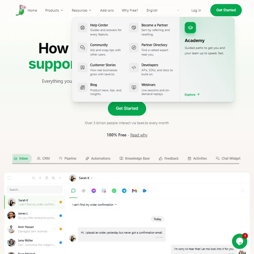 tawk.to features screenshot