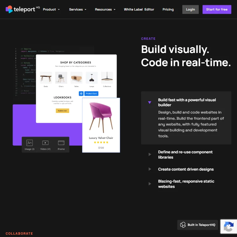 teleporthq.io features screenshot