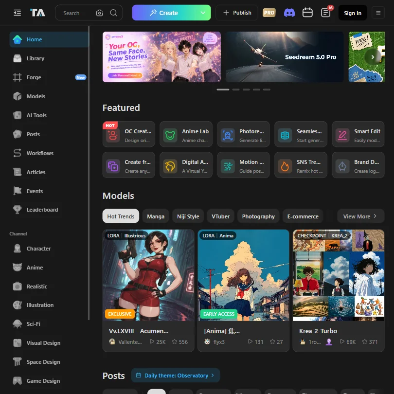 Tensor homepage screenshot