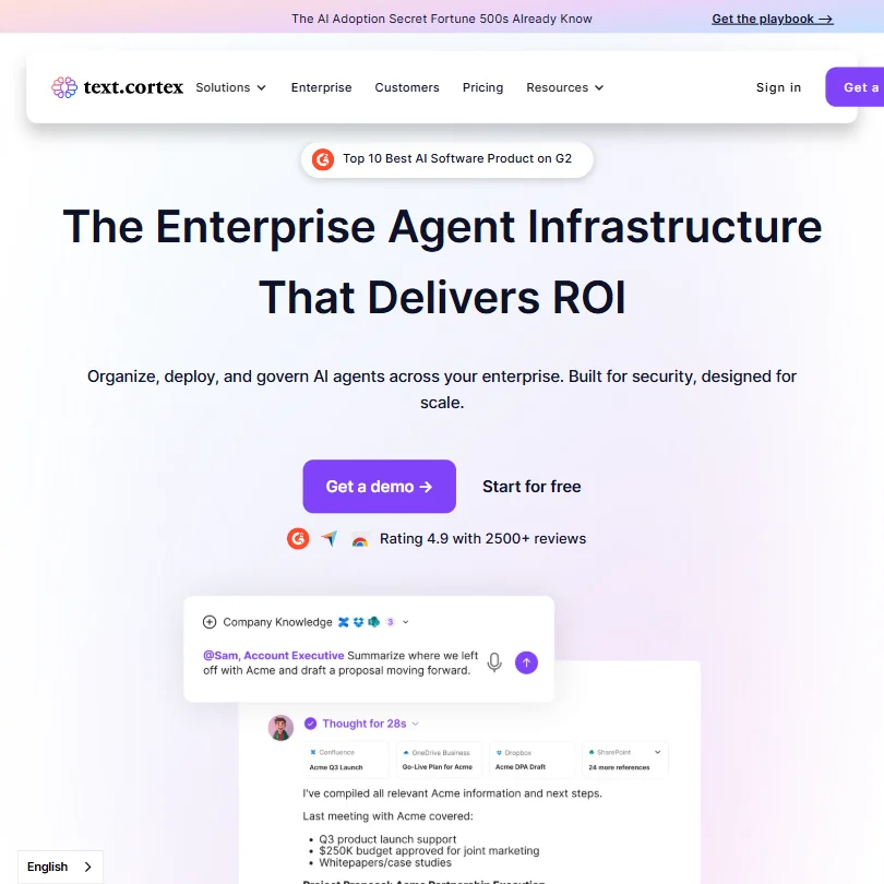 TextCortex homepage screenshot