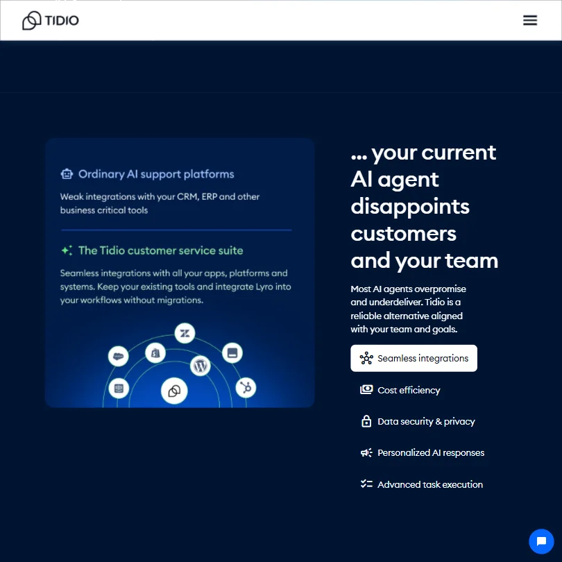 Tidio features screenshot