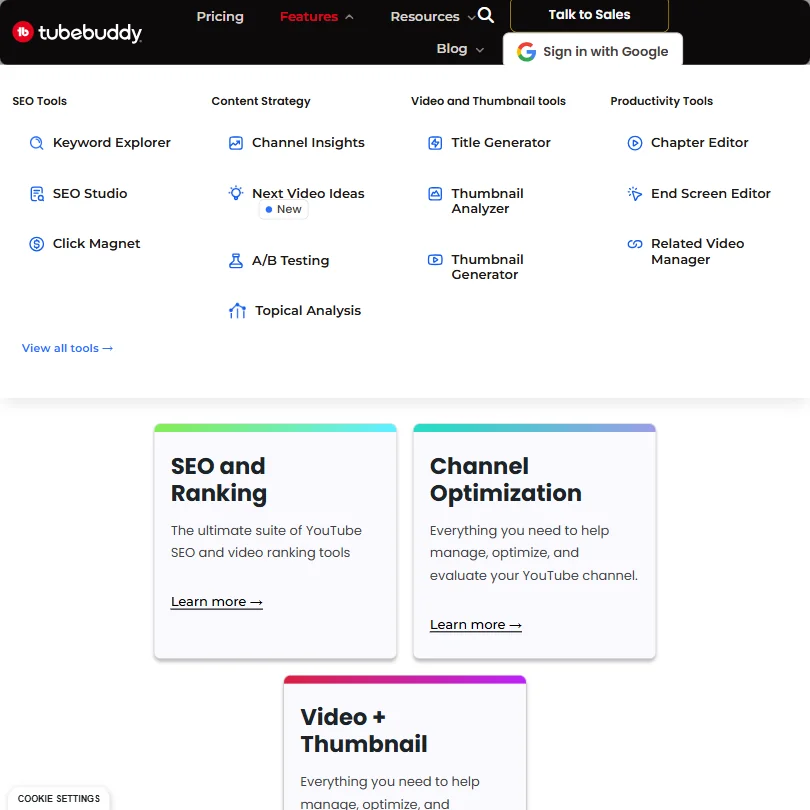 TubeBuddy features screenshot