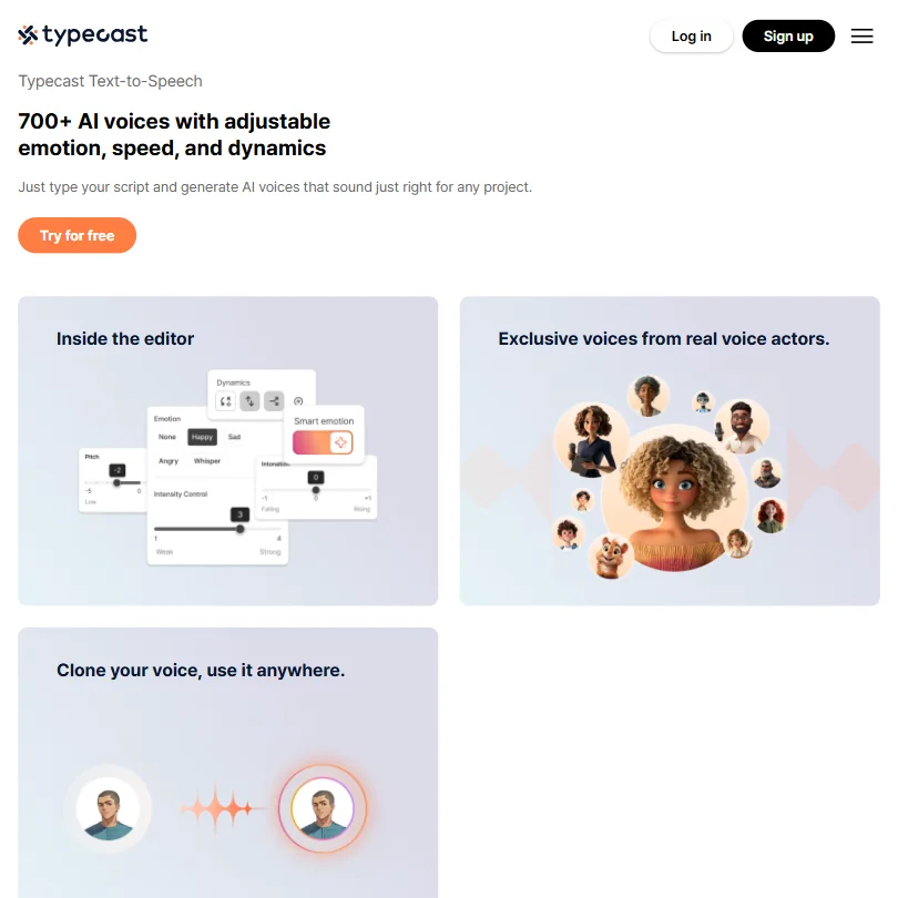 Typecast features screenshot