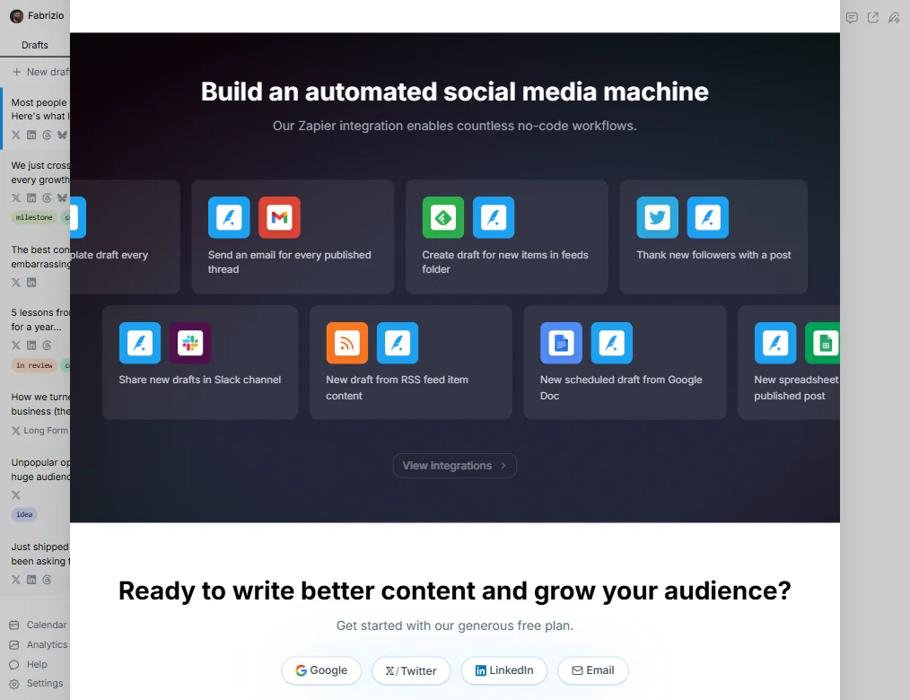 Typefully features screenshot