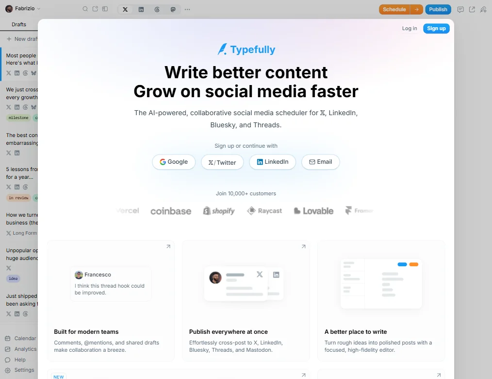Typefully homepage screenshot