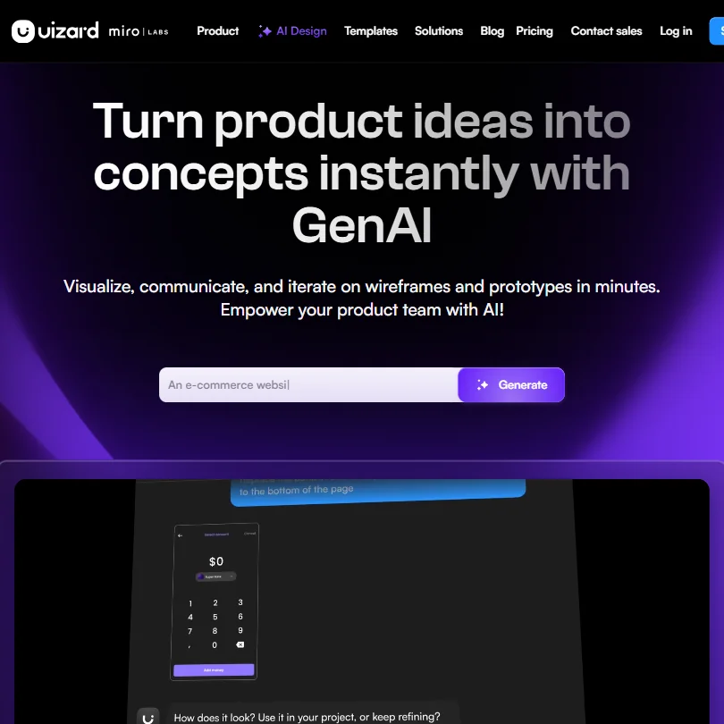 Uizard homepage screenshot
