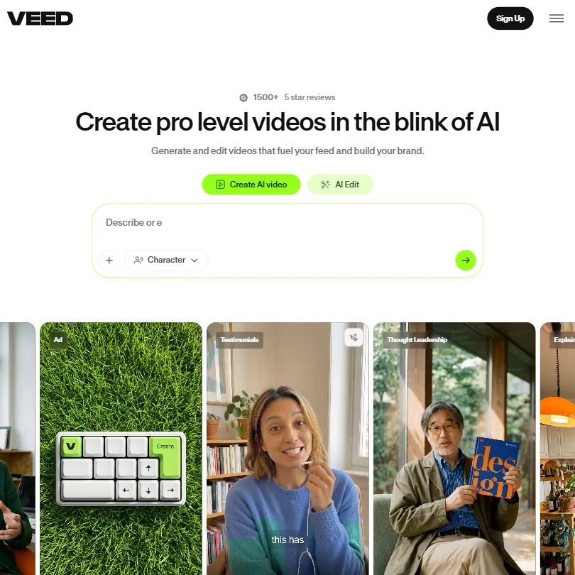 VEED homepage screenshot