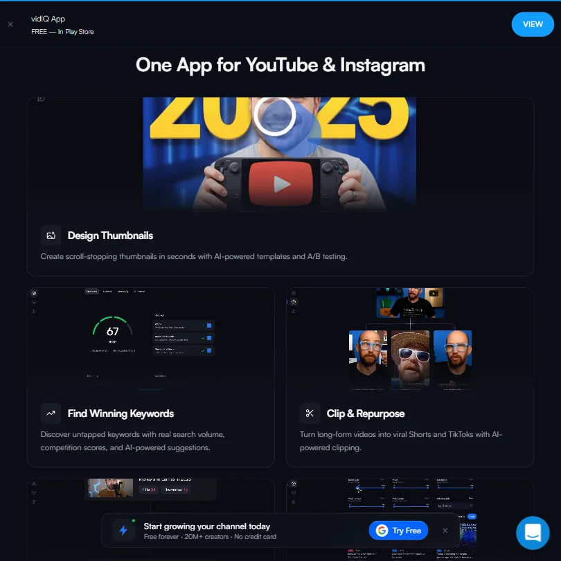 vidIQ features screenshot