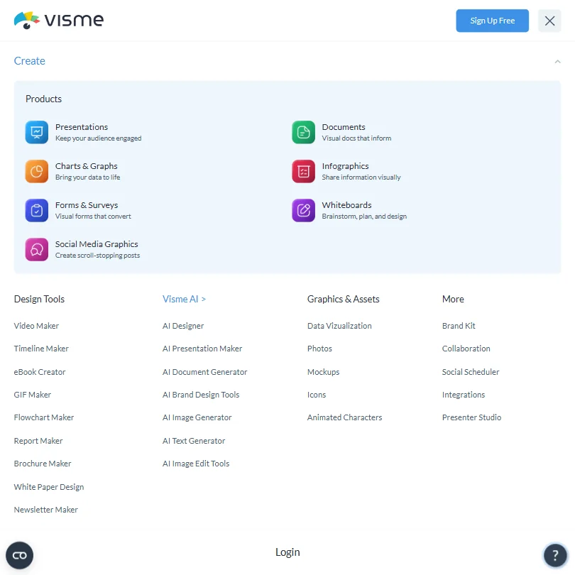 Visme features screenshot
