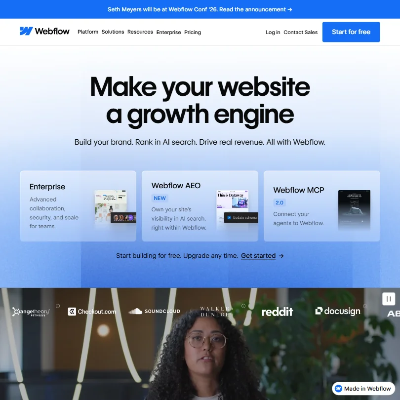 Webflow homepage screenshot
