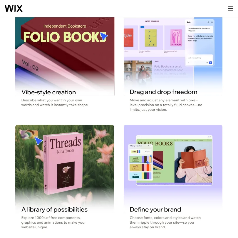 Wix features screenshot