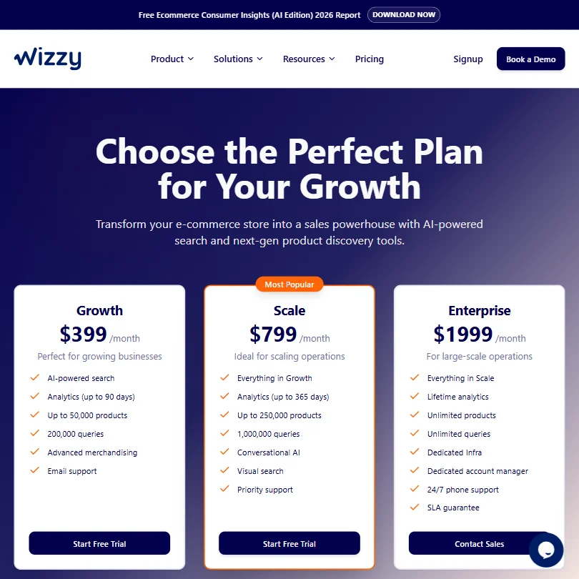 Wizzy pricing screenshot