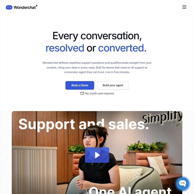 Wonderchat homepage screenshot