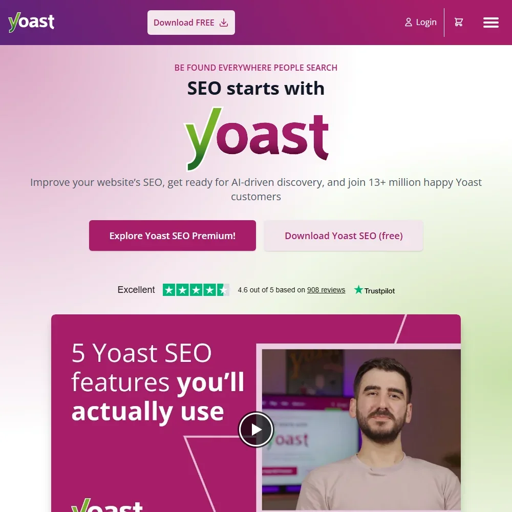 Yoast SEO homepage