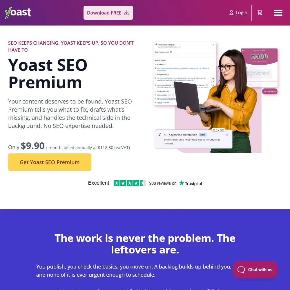 Yoast SEO pricing screenshot