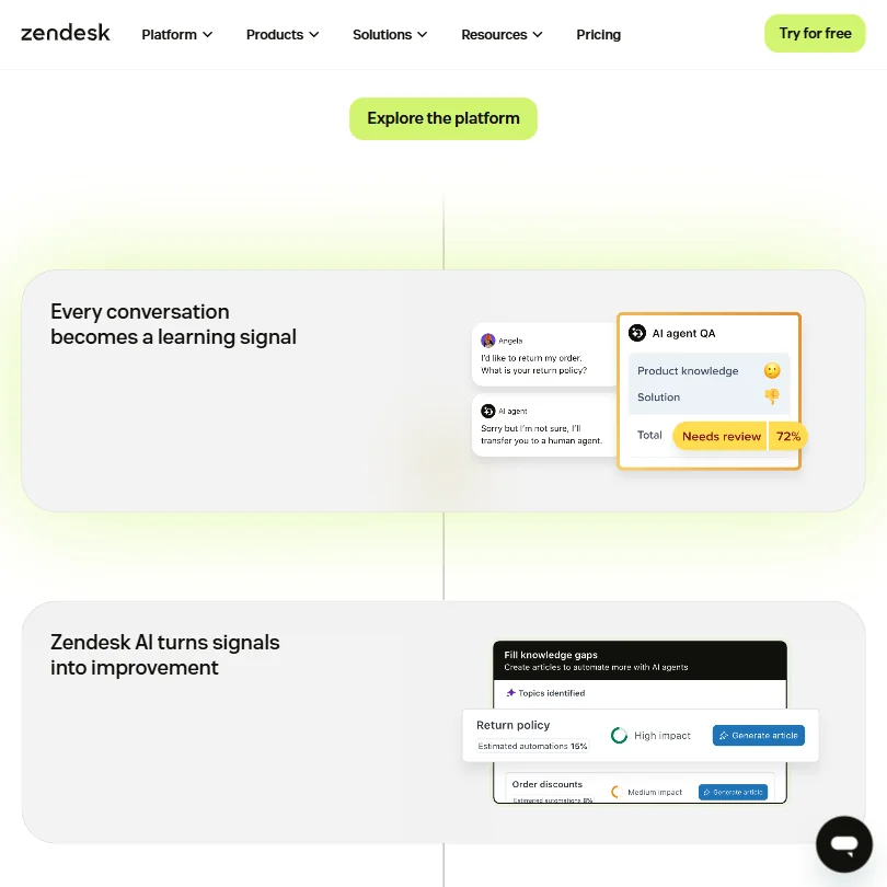 Zendesk features screenshot