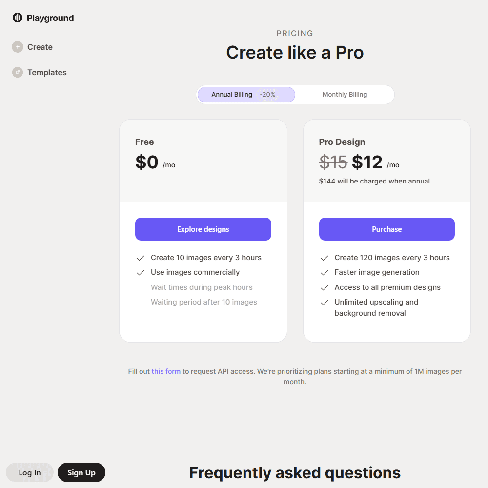 Playground AI Pricing