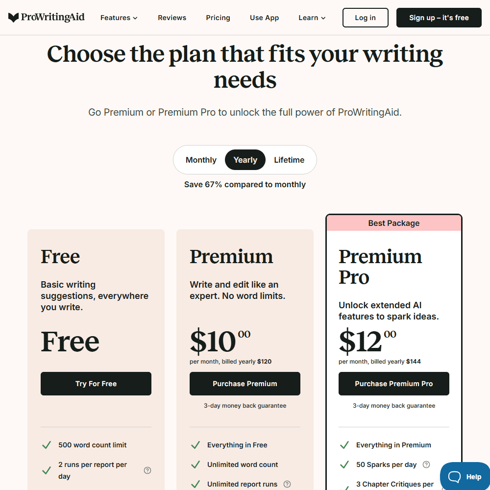 ProWritingAid Pricing