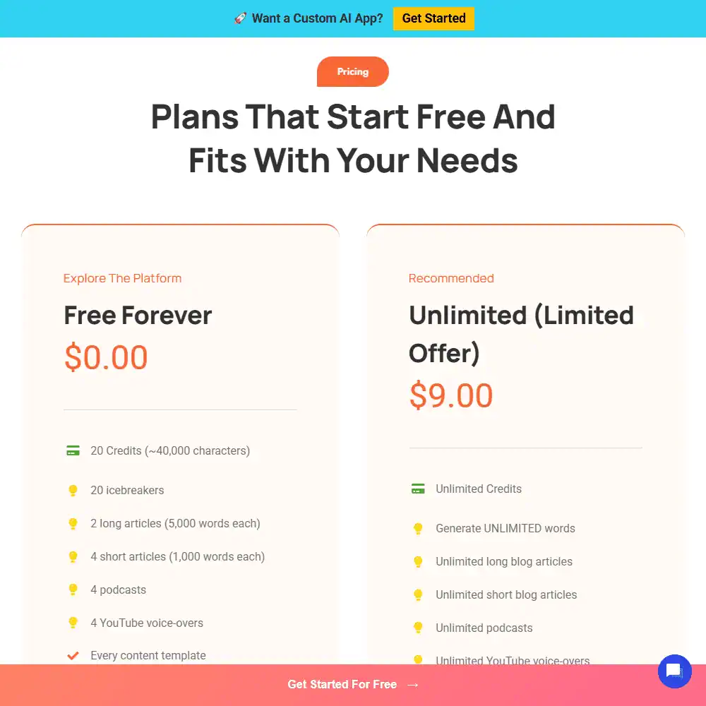 Writecream Pricing